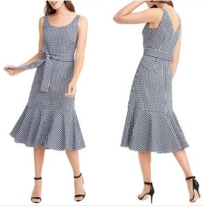 J Crew Gingham Ruffle Hem Sleeveless Dress